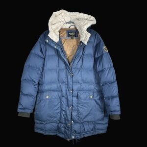 Eddie Bauer Limited Edition Ilaria Urbinati Down Parka Sherpa Lined Hood Blue XL